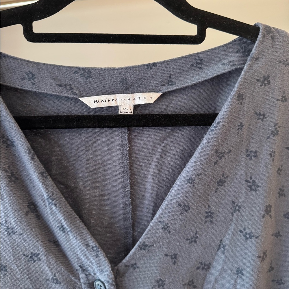 Natural Fiber Maternity Jumpsuit in Dainty Blue Floral